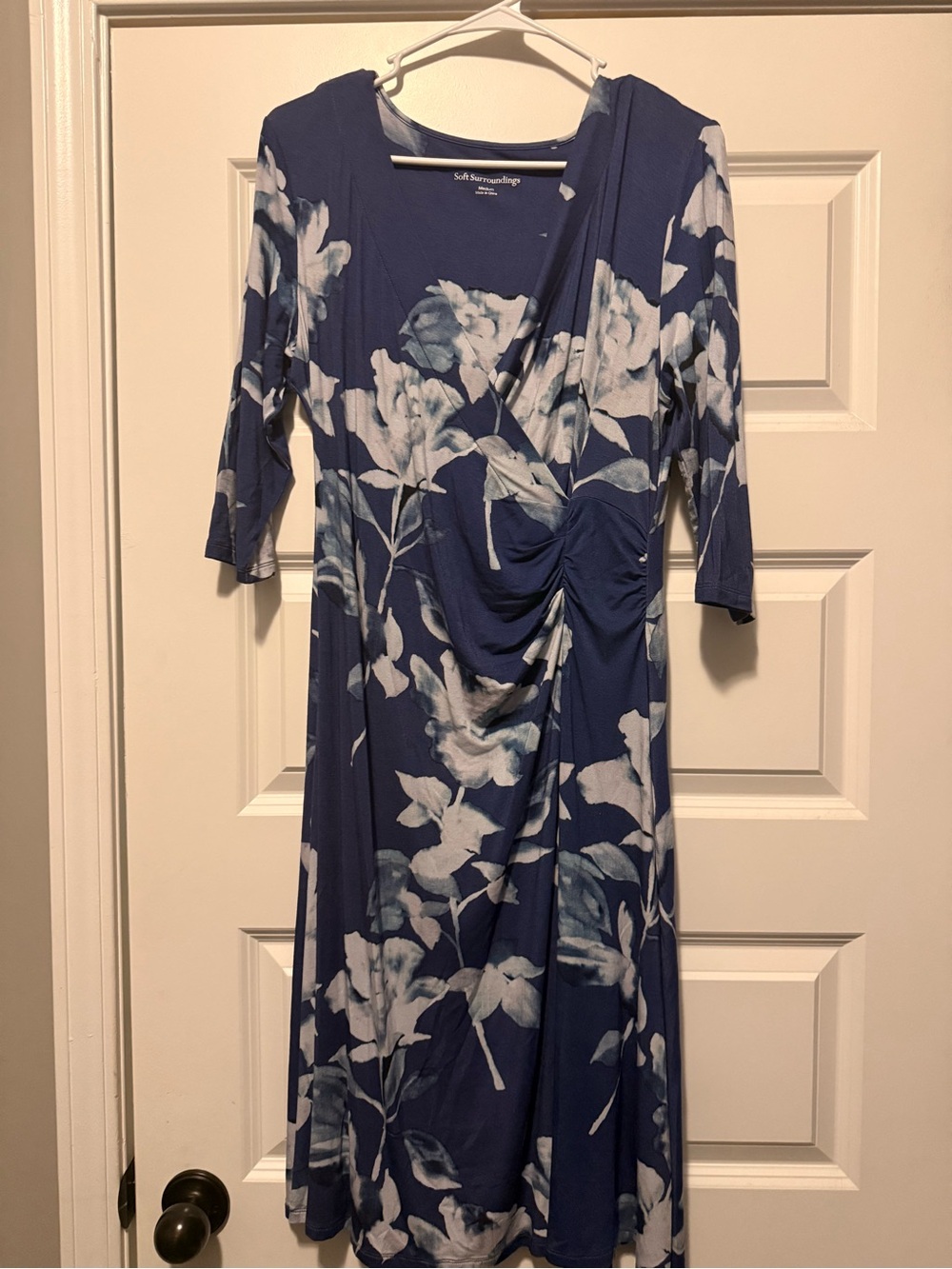 Soft Surroundings Navy and White Floral Midi Dress
